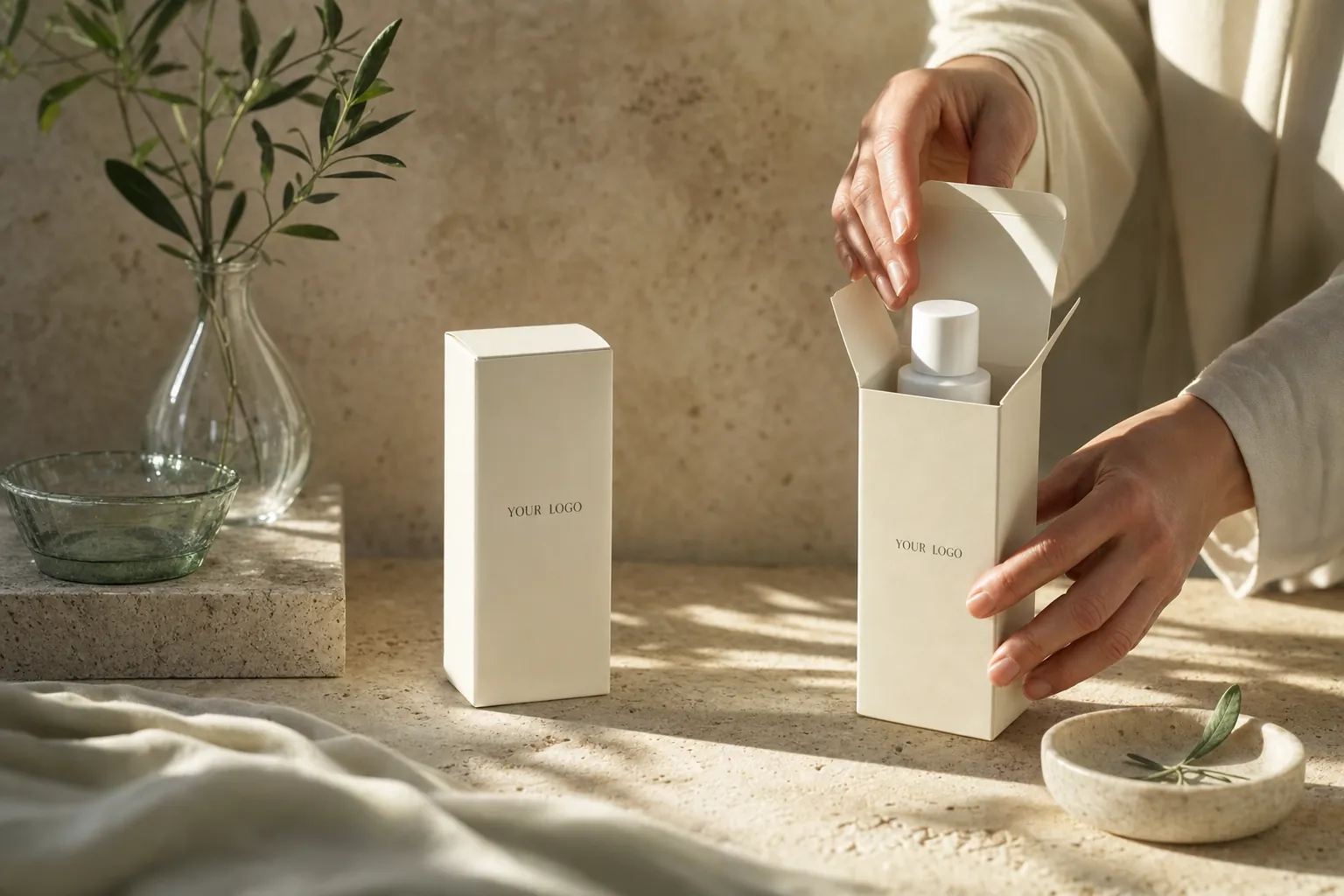 Printed cartons in white-label packaging