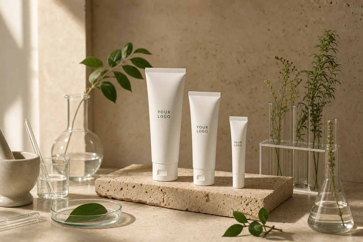 Squeeze tubes in white-label packaging